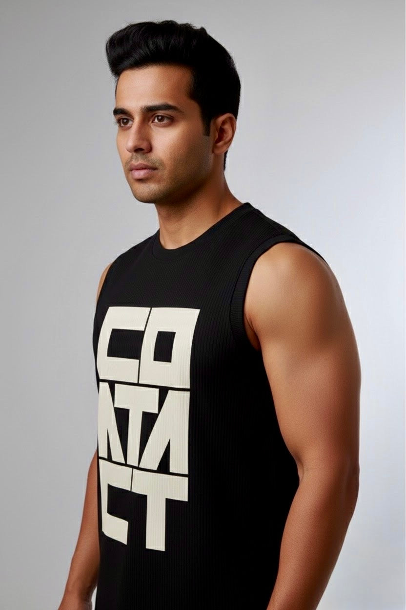 CONTACT Grid |Sleeveless Gym Wear