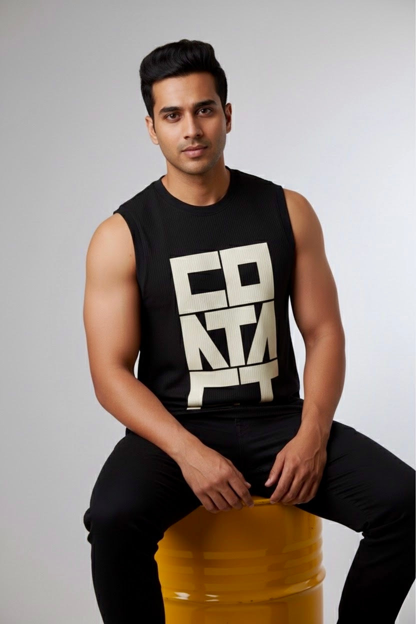 CONTACT Grid |Sleeveless Gym Wear