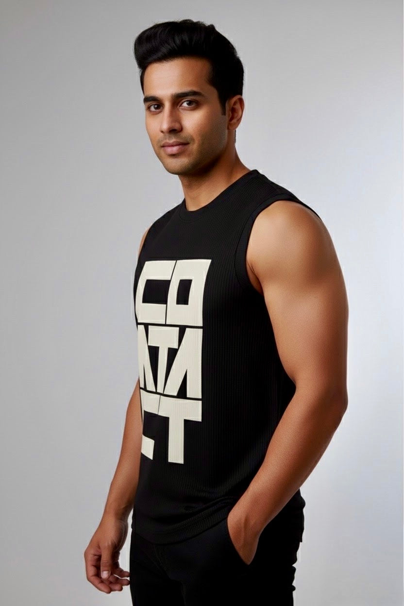 CONTACT Grid |Sleeveless Gym Wear