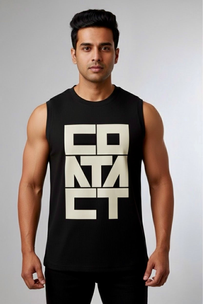 CONTACT Grid |Sleeveless Gym Wear